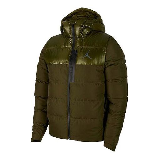 Air Jordan Windproof Stay Warm Casual hooded down Jacket Green 924676 ...