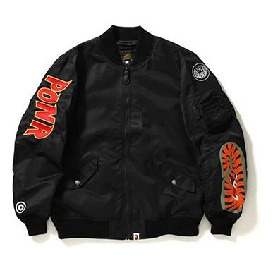 Men's BAPE Light Weight Shark MA-1 Black Jacket TBD-BAPE-4 - KICKS CREW