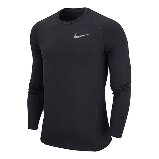 Men's Nike Round Neck Knit Breathable Long Sleeves Black T-Shirt CZ428 ...