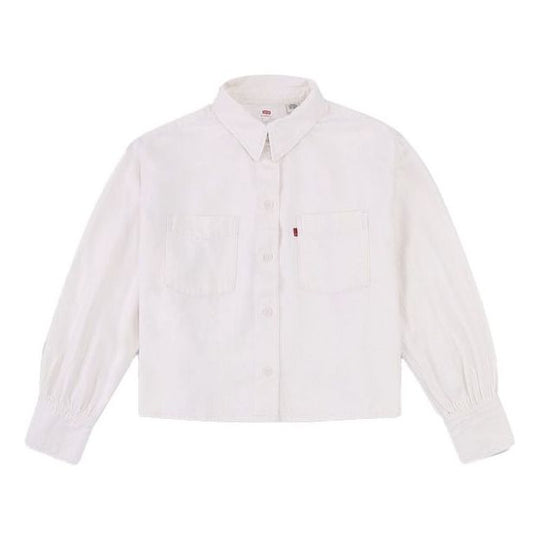 Levis lapel Short Casual Denim Shirt White 29431-0004 - KICKS CREW