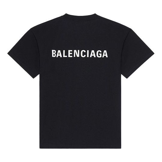 Men's Balenciaga FW21 Logo Printing Retro Short Sleeve Black 612966TIV ...