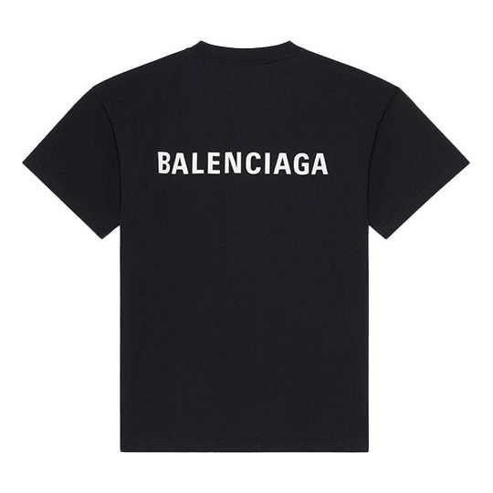 Men's Balenciaga FW21 Logo Printing Retro Short Sleeve Black 612966TIVG51070