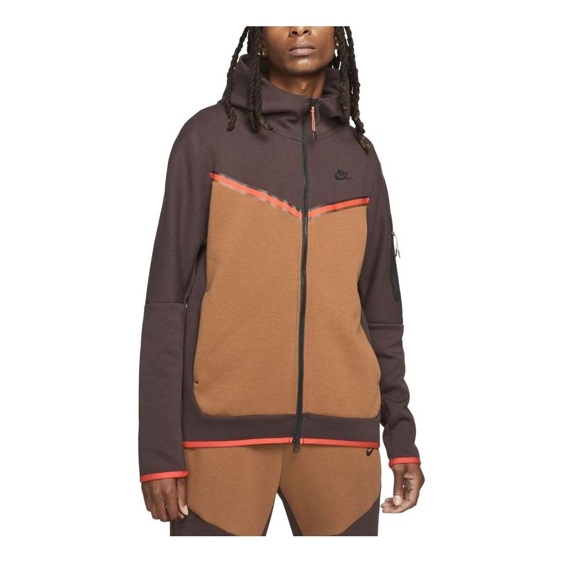 Nike Sportswear Tech Fleece Full-Zip Hoodie Brown Basalt/Pecan/Chile Red/Black