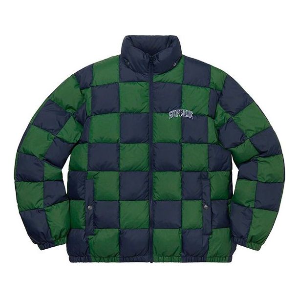 Supreme FW19 Week 17 Checkerboard Puffy Jacket 'Blue Green' SUP-FW19-1