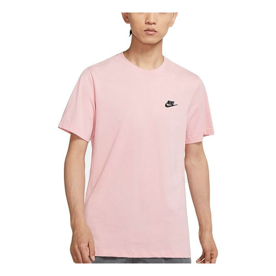 Nike Sportswear Club Embroidered Small Round Neck Breathable logo Short  Sleeve Pink Red Pinkred AR4999-630