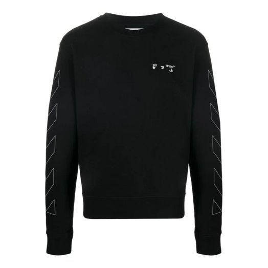 OFF-WHITE Diagonal Stripes Logo Pullover Men Black OMBA025F20FLE001100