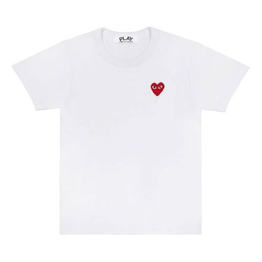 (WMNS) COMME des GARCONS PLAY CDG Play Chest Logo Tee 'White Red'  AZ-T107-051-2