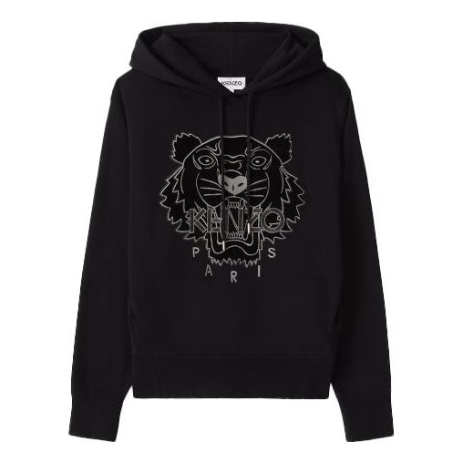 KENZO Tiger Head Embroidered Alphabet Hoodie Black FA62SW8714XJ-99 ...