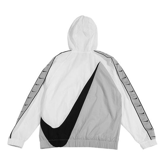 Nike Sportswear Swoosh Long Sleeve Printed Loose Pocket Hoodie White C ...