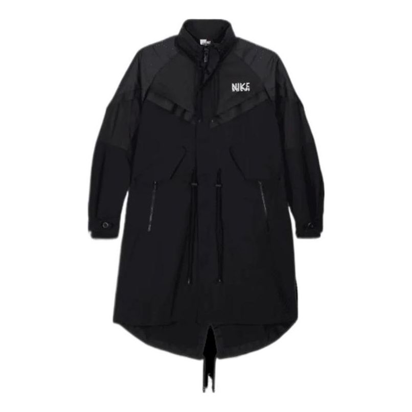 Nike x Sacai Funnel-Neck Oversized-Fit Shell Trench Jacket 'Black' DQ9