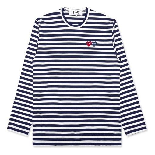 COMME des GARCONS PLAY Striped Double Logo Long Sleeves Tee 'Black White'  AZ-T228-051-1