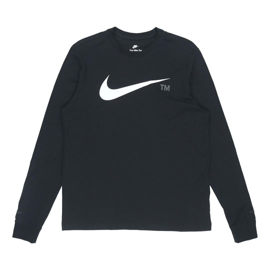 Men's Nike Large Logo Printing Sports Round Neck Pullover Black DD3375 ...