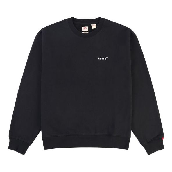 Men's Levis Alphabet Logo Loose Round Neck Long Sleeves Black A0717-00 ...