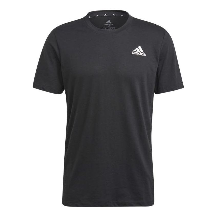 adidas Solid Color Logo Round Neck Pullover Short Sleeve Black GR0514 ...