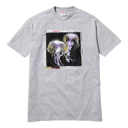 Supreme SS18 Jellyfish Tee Heather Grey Printing Short Sleeve Unisex G