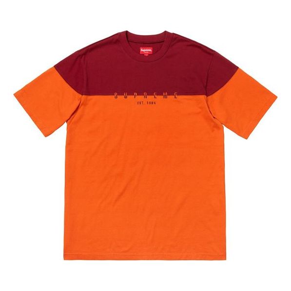 Supreme FW18 Split Logo SS Top Orange Tee SUP-FW18-274 - KICKS CREW