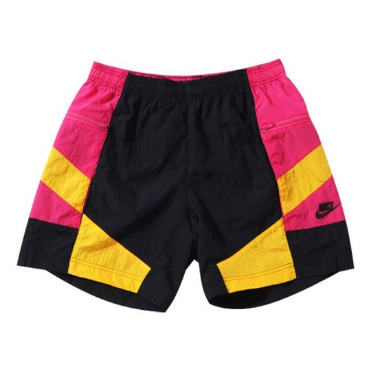 Nike Side Pocket Colorblock Casual Shorts Black Red Blackredgold CJ4937-674