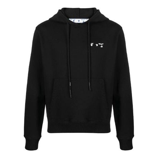 Men's OFF-WHITE FW21 Logo Drawstring Pullover Loose Fit Black OMBB034S ...