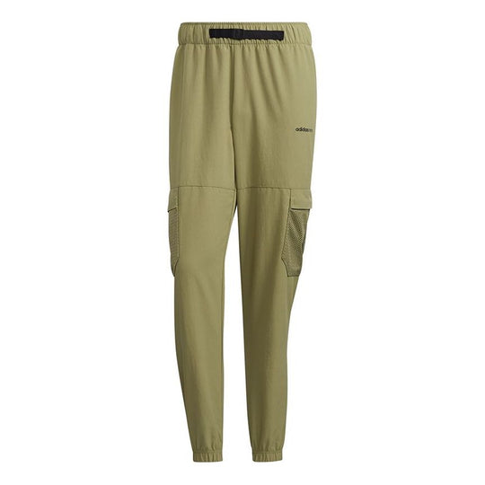 Men's adidas neo Sw Wvn Crg Casual Breathable Pocket Sports Pants/Trousers/Joggers Olive Green H55274