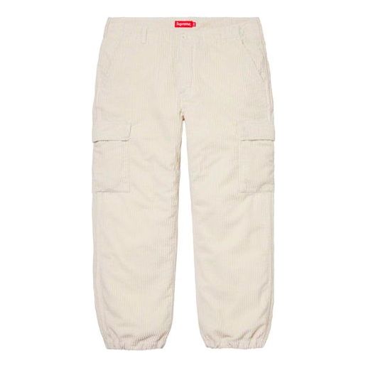 Supreme SS20 Week 11 Wide Wale Corduroy Cargo Pant 'White Black Red' S