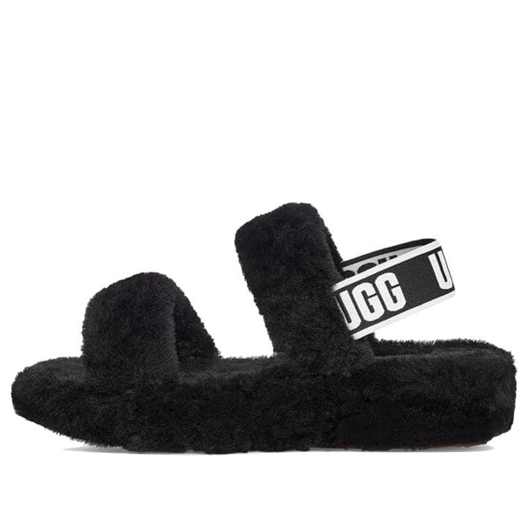 (WMNS) UGG Oh Yeah Thick Sole Sandals Black 1107953-BLK - KICKS CREW