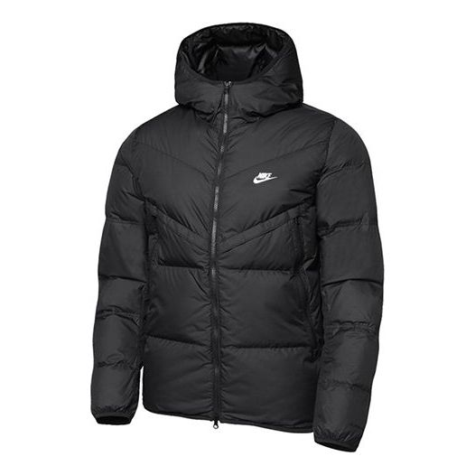 Nike logo Casual Solid Color Hooded Down Jacket Men's Black DD6795-010 ...