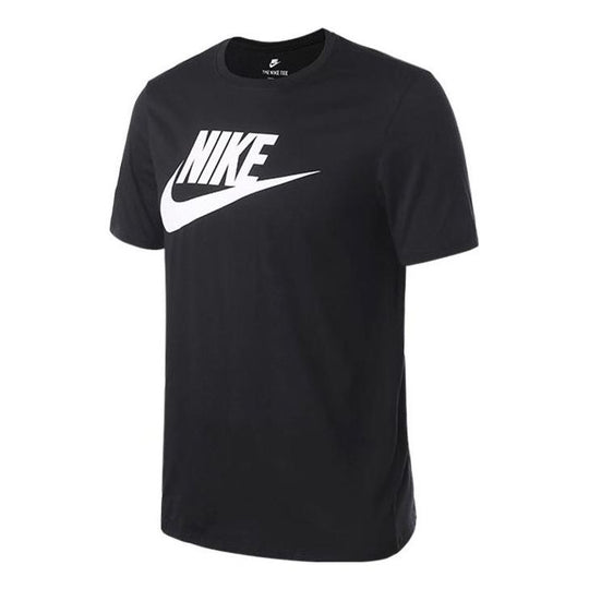 Men's Nike Large Logo Printing Round Neck Short Sleeve Black T-Shirt 9 ...