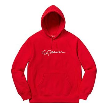 Supreme FW18 Classic Script Hooded Sweatshirt Red Logo SUP