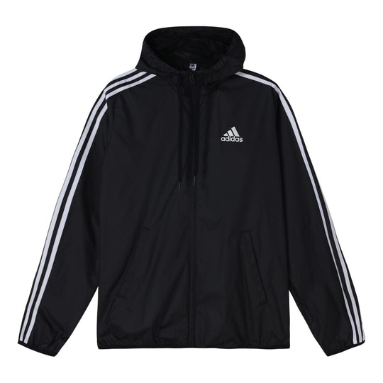 adidas Casual Sports Woven hooded Windproof Jacket Black GK9026