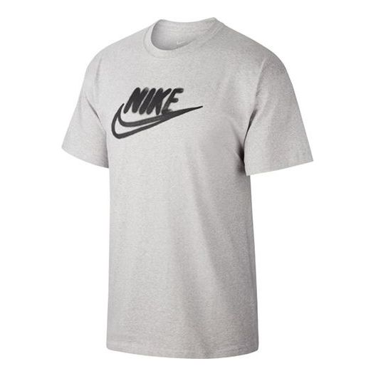 Nike Solid Color Round Neck Graffiti Logo Short Sleeve light grey CT64 ...