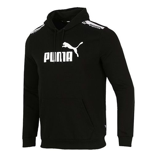 PUMA Amplified Logo Casual Sports Pullover Hooded Sweater Men's Black ...