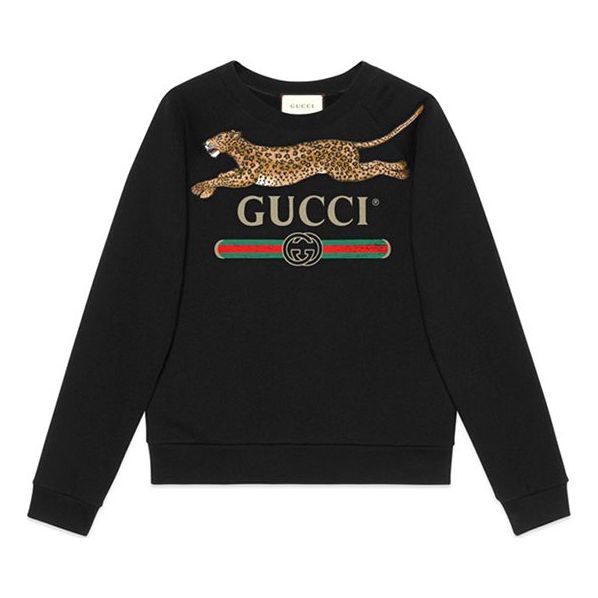 GUCCI Panther Logo Sweatshirt For Men Black 527743-X9X94-1082 - KICKS CREW