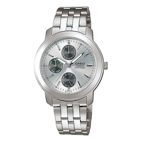 CASIO Large Series Silver Gray Waterproof Quartz Stainless Steel Strap ...