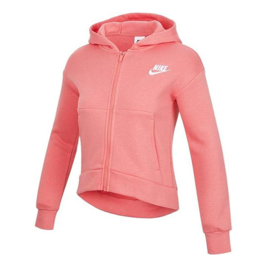 (GS) Nike Solid Color Logo Embroidered Zipper Jacket Boy Girls Pink DC7118-603