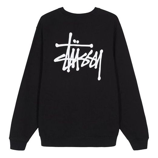 Men's Stussy Basic Back Large logo Round Neck Black 1914464BLAC - KICKS ...