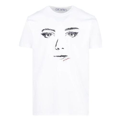 OFF-WHITE Sketch Printing Short Sleeve T-shirt White OMAA027E20JER0170110 Unisex T-shirts - KICKSCREW