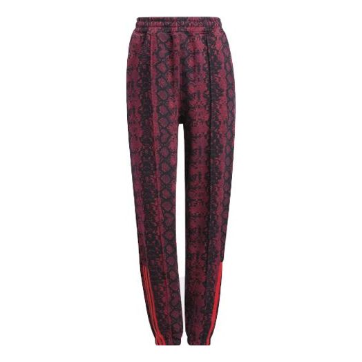 adidas x IVY PARK Crossover Full Print Snake Skin Printing Casual Sports  Pants/Trousers/Joggers CHERRY Red HI1976