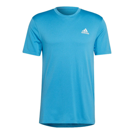 Men's adidas Alphabet Logo Printing Round Neck Short Sleeve Blue T-Shirt HR5257