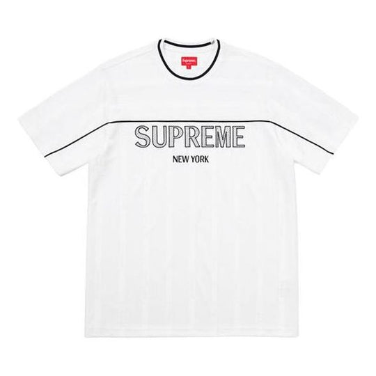 Supreme SS18 Dazzle Warm Up Top White Tee 'Black White' SUP-SS18