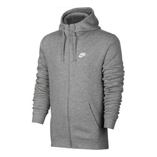 Nike Logo Embroidered Fleece Lined Hooded Jacket Gray 804389-063 ...