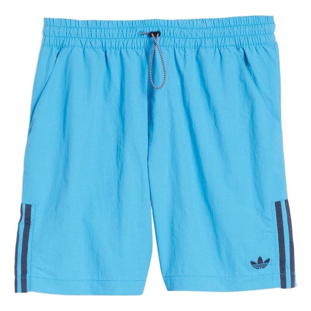 Men's adidas originals Stripe Logo Embroidered Lacing Shorts Blue HA12 ...