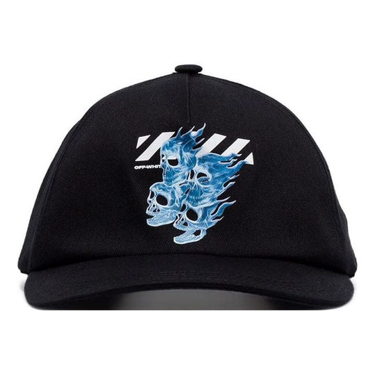 OFF-WHITE Black/Blue Flame Skull Applique Hat Men's Black