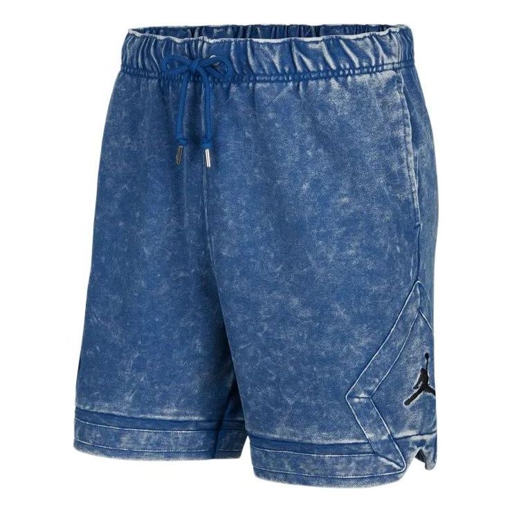 Men's Air Jordan Solid Color Washed Drawstring Knit Shorts France Blue ...