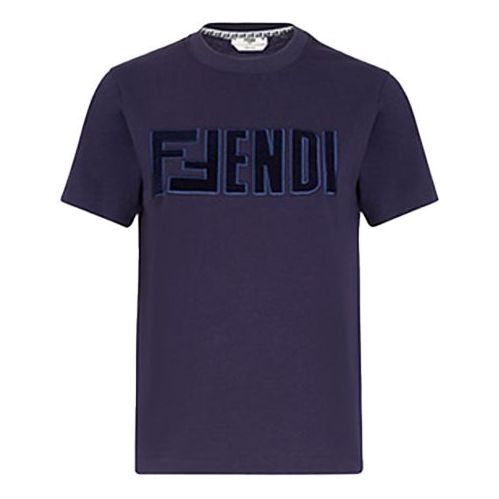 FENDI Alphabet Logo Short Sleeve Blue FS7254AD8ZF1BGW - KICKS CREW