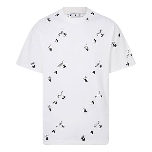 Off-White Full Print Alphabet Logo Round Neck Short Sleeve White OMAA0 ...