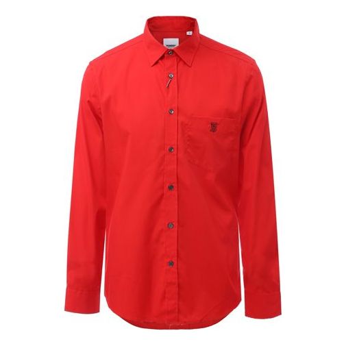 Burberry Printing Long Sleeve Shirt Male Red 80098381