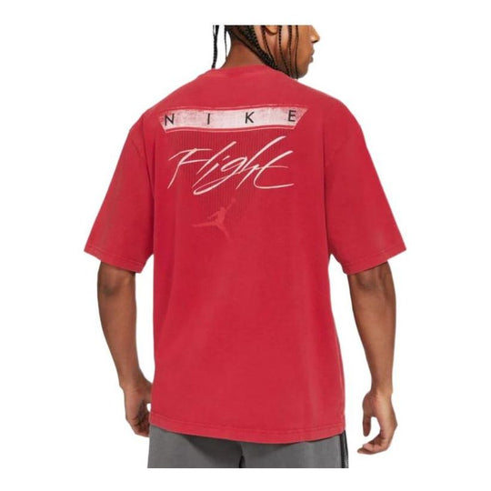 Men's Air Jordan Flight Back Alphabet Printing Round Neck Short Sleeve Red T-Shirt CV3357-687