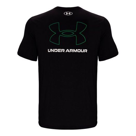 Men's Under Armour Back Large Logo Pattern Loose Short Sleeve Black 1371040-001