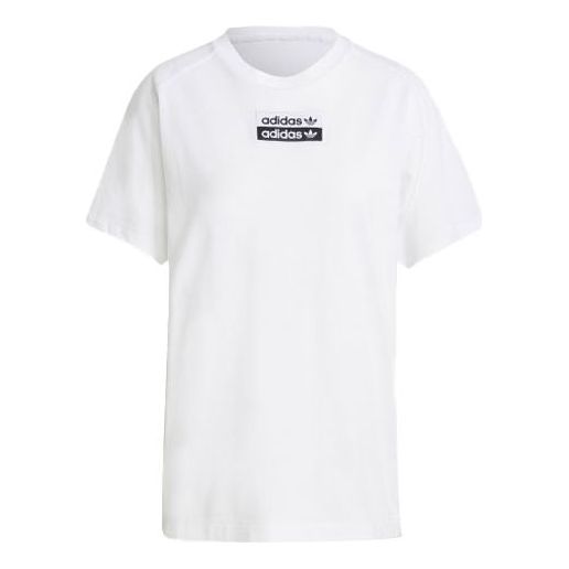 (WMNS) adidas originals Casual Sports Round Neck Short Sleeve White T ...