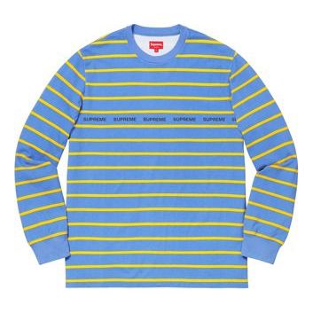 Supreme SS19 Printed Stripe Pique LS Top Blue Tee SUP-SS19-510 - KICKS CREW